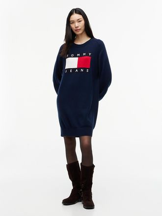 Tommy Hilfiger Womens Tommy Jeans Badge Mini Sweater Dress - Navy - XL