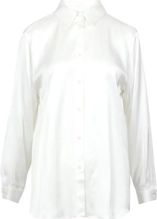 Kaos Witte Viscose Shirt met Kraag - Dames - Overhemden - Beige - M - Overhemden