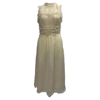 Ulla Johnson Aberdeen Pleated Midi Dress in Ivory Wool