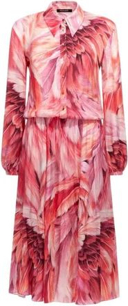 Roberto Cavalli Kleedjes, Dames, Roze, XL, Plumange Print Overhemdjurk