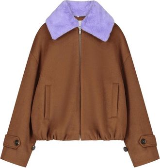 Fab By Fabienne Chapot Jael Jacket - Dames - Bomber jackets - Bruin - S - Wol - Jassen