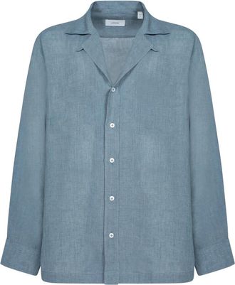 Lardini Blauw T-shirt Polo Klassiek Linnen - Heren - Casual Overhemden - Blauw - 4XL - Linnen - Overhemden