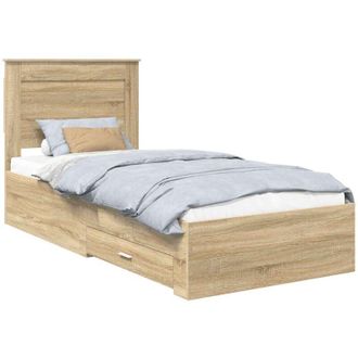 vidaXL Estructura De Cama Con Caj&oacute;n Con Cabecera Madera Contrachapada Vidaxl
