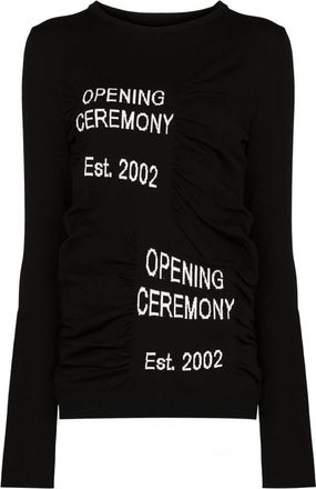 Opening Ceremony Box Logo Wrinkles Tech Top - Dames - Longsleeves - Zwart - M - Tops