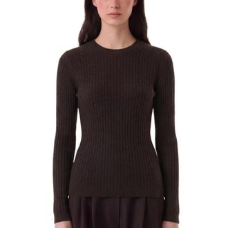 Kujten Bibi 2586 Trui - Dames - Ronde hals truien - Bruin - L - Wol - Truien & Vesten