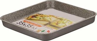 Trade Shop Trade Shop - Hoja De Horneado Cuadrada Pizza Baja 35x35xh3cm Revestimiento Anti-resistente A Los Ara&ntilde;azos 036879m