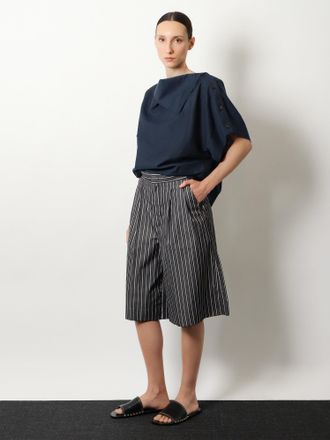 SOEUR Womens Linen Blend Top With Asymmetrical Detail Blue T-Shirts & Jerseys