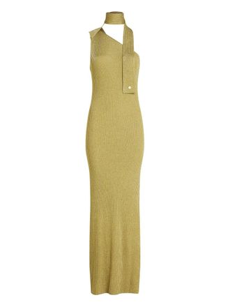Karl Lagerfeld maxi metallic knit dress - women - Viscose/Metallic Fibre/Nylon - S - Gold