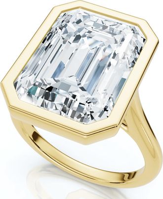 Pompeii3 Certified 10 Ct Emerald Cut Bezel Diamond Engagement Ring 14k or Pt Lab Grown