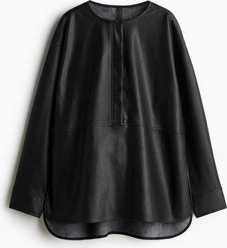 H&M Beschichtete Schlupfbluse - Schwarz
