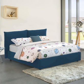 Talamo Italia Talamo Italia - Dmora - Cama Matrimonial Dbrekal, Cama Contenedor Con Revestimiento De Tela, 100% Made In Italy, Apertura Frontal, Con Colch&oacute;n 160x190
