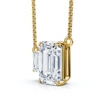Pompeii3 1 1/2Ct Emerald Cut Toi et Moi Diamond Pendant 14k Gold Lab Grown