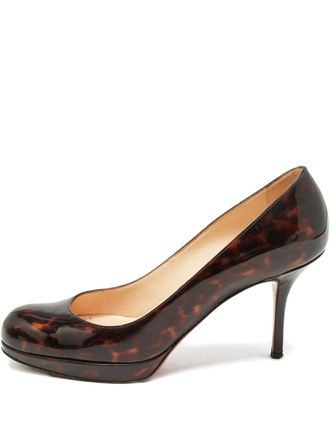 Christian Louboutin 85mm Simple heeled pumps - women - Patent Leather/Leather/Rubber/Leather - 36.5 - Brown