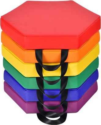 Costway Costway 6 Cuscini Esagonali Per Bambini Con Maniglie, Imbottitura In Schiuma Di 5 Cm, Sedili Portatili E Flessibili Per Asilo Nido, 38 X 34 Cm (arcoba