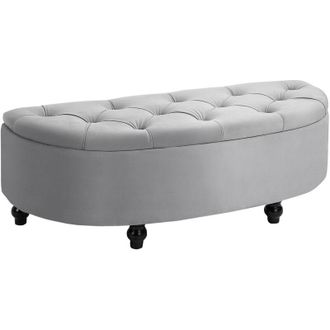 HOMCOM Panca Fondoletto Contenitore Imbottita in Velluto 120x46x42cm Grigio - Homcom