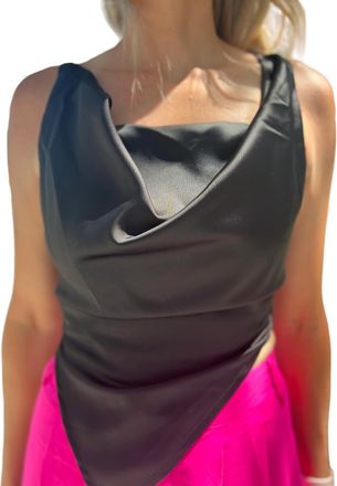 Glam Enlightened Cowl Neck Top In Black