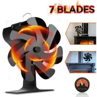 OEM Ventilador Silencioso De 7 Aspas Para Estufa De Le&ntilde;a - Funciona Sin Electricidad - Circulaci&oacute;n De Aire De Hasta 1300 Rpm - Aluminio Anodizado -crezuo