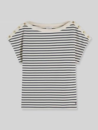 Tommy Hilfiger Regular Fit T-Shirt aus reiner Baumwolle mit Knopf-Details in Ecru, Gr&ouml;&szlig;e XL