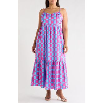 Sugarlips Devania Brush Cabana Flowy Maxi Dress in Fuchsia-Blue-Multi at Nordstrom, Size 2 X