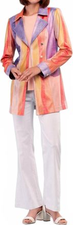 Insight Lina Liquid Shades Of Color Metallic Vegan Leather Long Jacket In Multi
