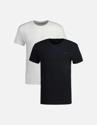 GANT Mens 2-Pack Crew-Neck T-Shirts, Black/White - Size: 42