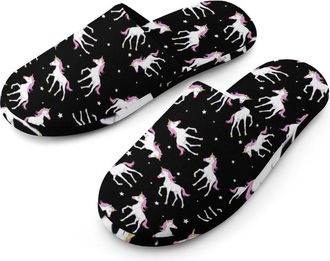 Generic Pegasus Unicorm Warm Mens Slippers Slip On Soft Fleece House Shoes Winter Indoor Outdoor