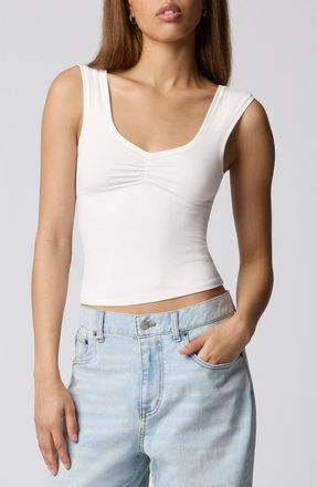 Florence By Mills Ruched Bust Cotton Blend Tank in Jet Stream at Nordstrom, Size Xx-Small