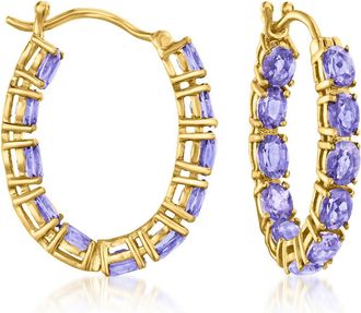 Ross-Simons Tanzanite Inside-Outside Hoop Earrings in 18kt Gold Over Sterling