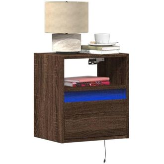 vidaXL Comodino a Parete con luci led Rovere Marrone - Vidaxl