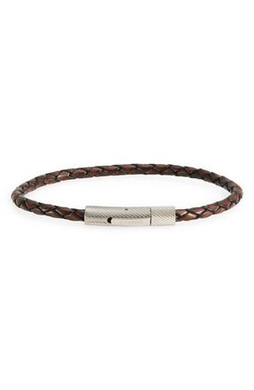Jonas Studio Mens Single Braided Leather Bracelet in Brown at Nordstrom