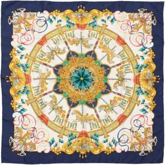 Herm&egrave;s Pre-owned Scarves, female, Blue, Size: ONE SIZE Pre-owned Carre 90 Silk Scarf