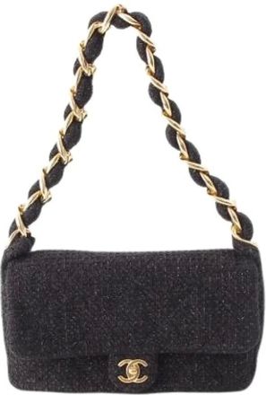 Chanel Borsa a spalla Chanel Pre-owned Vintage in tweed trapuntato - - Pre-owned - Donna - Nero - ONE SIZE
