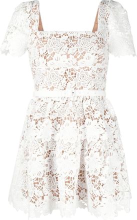 Self Portrait belted guipure-laced minidress - women - Polyester/Polyester - 8 - White
