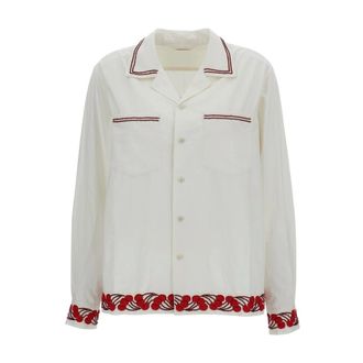 Bode Shirts, female, White, Size: S Cherry Lane Beaded Shirt