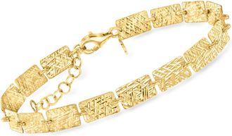 Ross-Simons Italian 18kt Gold Over Sterling Rectangular-Link Bracelet