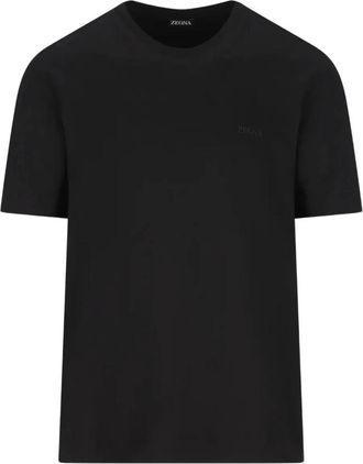 Ermenegildo Zegna Jersey katoenen T-shirt - Heren - T-shirts - Zwart - 2XL - Katoen - Tops