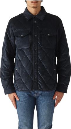 Woolrich Jassen, Heren, Blauw, L, Katoen, Corduroy Alaskan Shirt Jacket