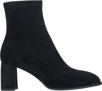 Estro & Luminara Stretch Velour Enkellaarsjes - Dames - Laarzen met Hak - Zwart - 36 EU - Katoen - Schoenen