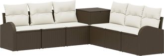 vidaXL Juego De Sof&aacute; 7 Uds. Marr&oacute;n Y Crema Blanca Vidaxl