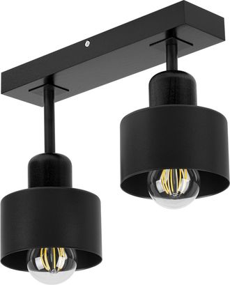 OEM L&aacute;mpara De Techo Negra De Madera Y Metal De Estilo Escandinavo, 2xe27, Iluminaci&oacute;n Led Moderna Para Sal&oacute;n, Cocina, Dormitorio, Habitaci&oacute;n Infantil, Lo
