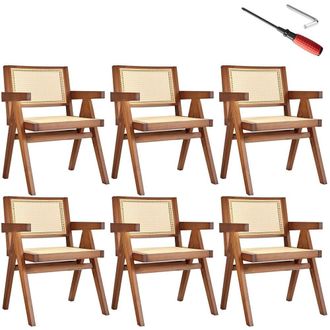 TecTake Dining Chair Lizzy Set Of 6 - Dark Oak in Dark Brown | Size: 6 Pack