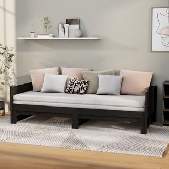 vidaXL Sof&aacute; Cama Extra&iacute;ble Sin Colch&oacute;n Negro 2x(90x200) Cm Vidaxl