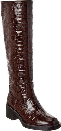 Stuart Weitzman Kaia Croc-Embossed Leather Knee-High Boot