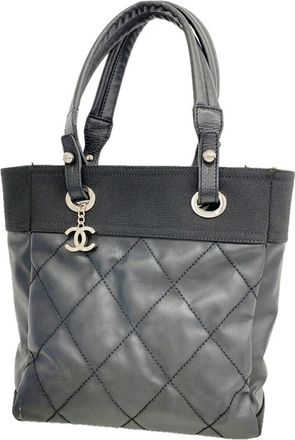 Chanel Black Leather Tote Bag (Pre-Owned)