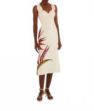 Farm Rio Strelitzia Midi Dress In Sand