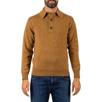 FILIPPO DE LAURENTIIS Wol-kasjmier Polo Trui - Heren - Tops - Bruin - Maat: XL Wol