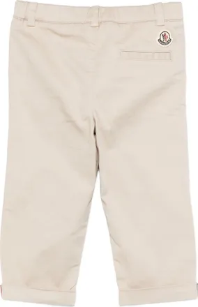 Moncler Boys Cotton Trousers Beige Cotton; Elastane