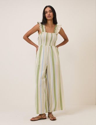 Nobody's Child Green & Blue Stripe Maya Jumpsuit