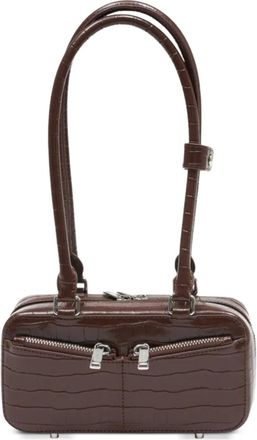 Self Portrait Borsa a spalla in pelle con goffratura effetto coccodrillo - Marrone