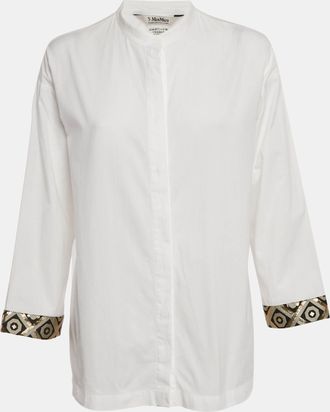 Max Mara Smax Mara White Lurex Trim Cuff Cotton Shirt